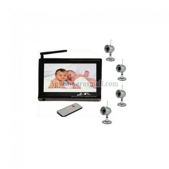 Baby spy camera - Wireless Baby Monitor Set (2.4GHz 7-Inch Viewer + 4 Wireless Night Vision Cameras)